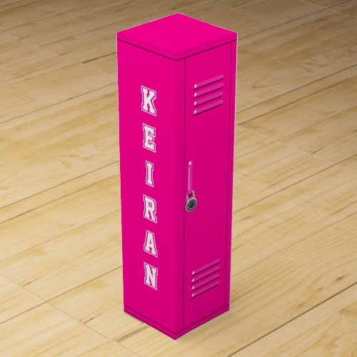 21st Birthday Girly Hot Pink College Locker Wine Box