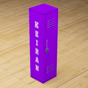 21st Birthday Girly Neon Purple College Locker Wine Box