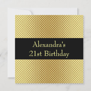 21st Birthday Glam Gold Metal Glitter Event 2 Invitation