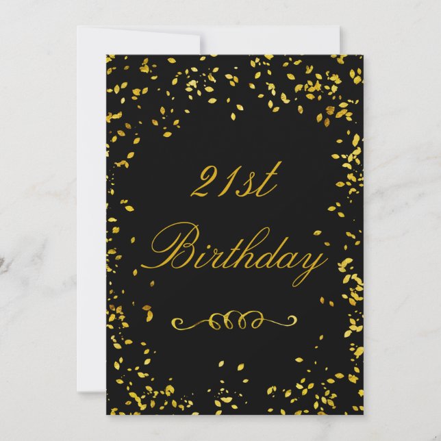 21st Birthday Glamorous Gold Confetti Invitation (Front)