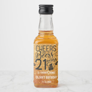 21st birthday Glitter Cheers & Beers to 21 Years Liquor Bottle Label