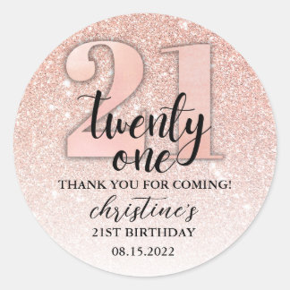 21st Birthday Glitter Thank You Classic Round Sticker
