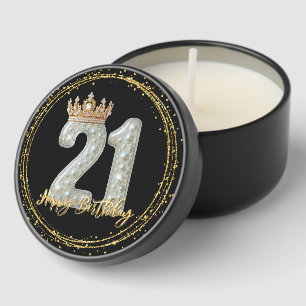 21st birthday gold and black glitters luxury party mini candle favors