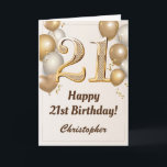21st Birthday Gold Balloons and Confetti Birthday Card<br><div class="desc">21st Birthday Gold Balloons and Confetti Birthday Card. For further customization,  please click the "Customize it" button and use our design tool to modify this template.</div>