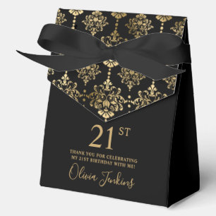 21st Birthday Gold Elegant Thank You Favor Boxes