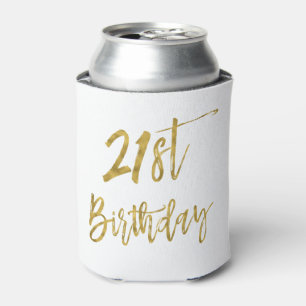 21st Birthday Gold Foil Birthday Can Cooler