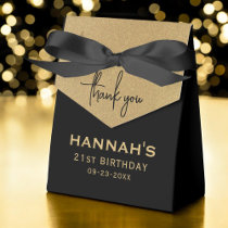 21st Birthday Gold Foil Name Script Thank You Favor Boxes