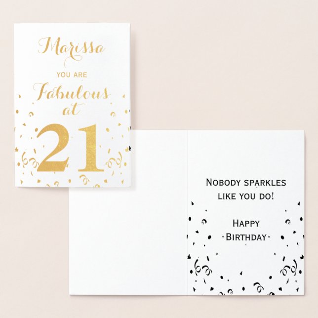 21st Birthday Gold Foil You are Fabulous at 21 Foil Card (Display)