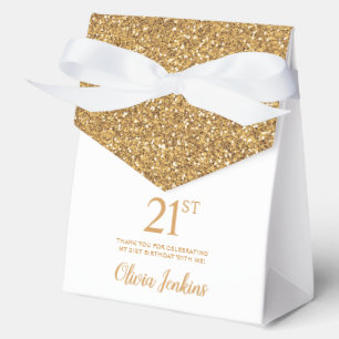 21st Birthday Gold Glitter Thank You Favor Boxes
