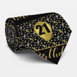 21st Birthday Gold On Black With Confetti Neck Tie at Zazzle
