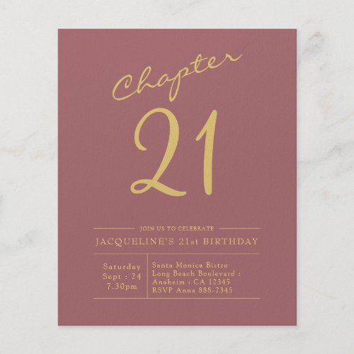 21st Birthday Gold Pink Invitation