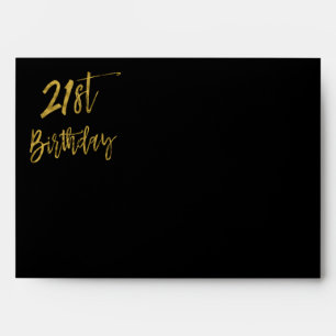 21st Birthday Gold Return Address Printed on Back Envelope