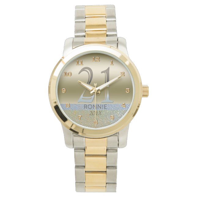 21st Birthday | Gold Silver Number 21 Watch (Front)