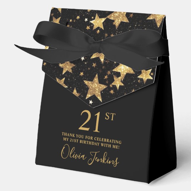 21st Birthday Gold Stars Thank You  Favor Boxes (Front)