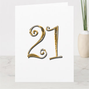 21st birthday gold white elegant card