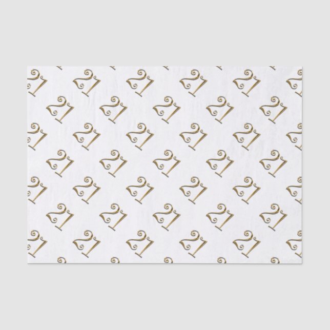 21st birthday gold white elegant tissue paper (Front)