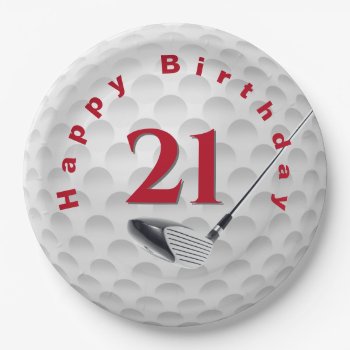 21st Birthday Golf Ball Design Paper Plate by dryfhout at Zazzle