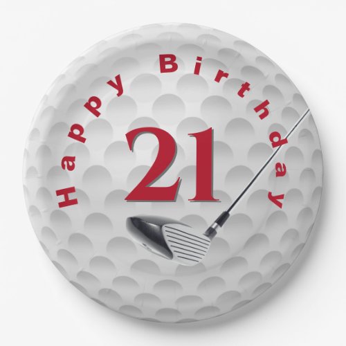 21st Birthday Golf Ball Design Paper Plate
