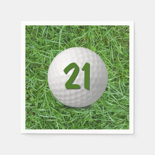 21st Birthday Golf Ball on Grass Napkins