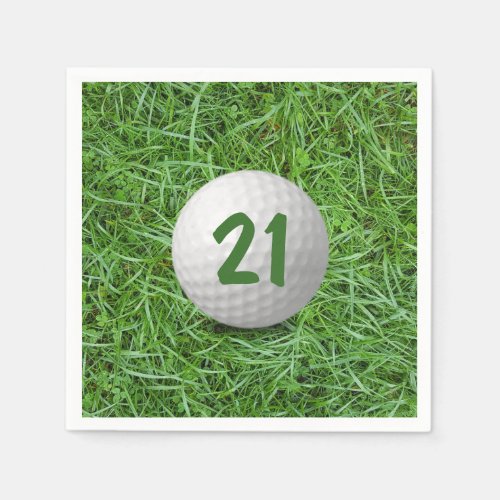 21st Birthday Golf Ball on Grass Napkins