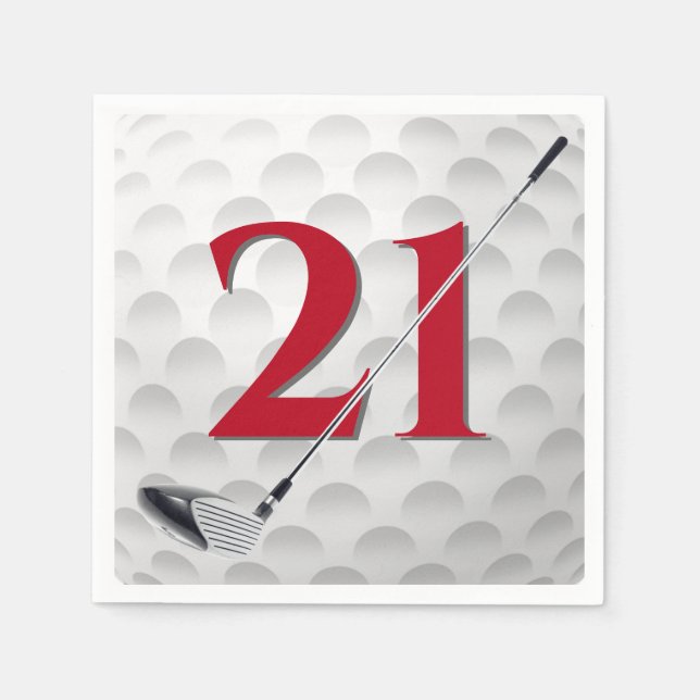 21st Birthday Golf Club Napkins (Front)