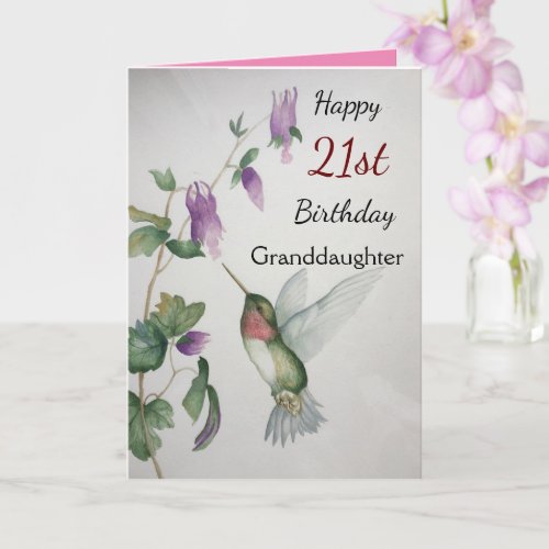 21st Birthday Granddaughter Pretty Hummingbird