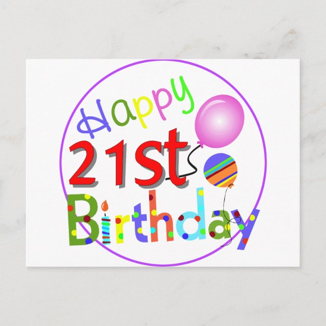 21st birthday greetings postcard (Front)