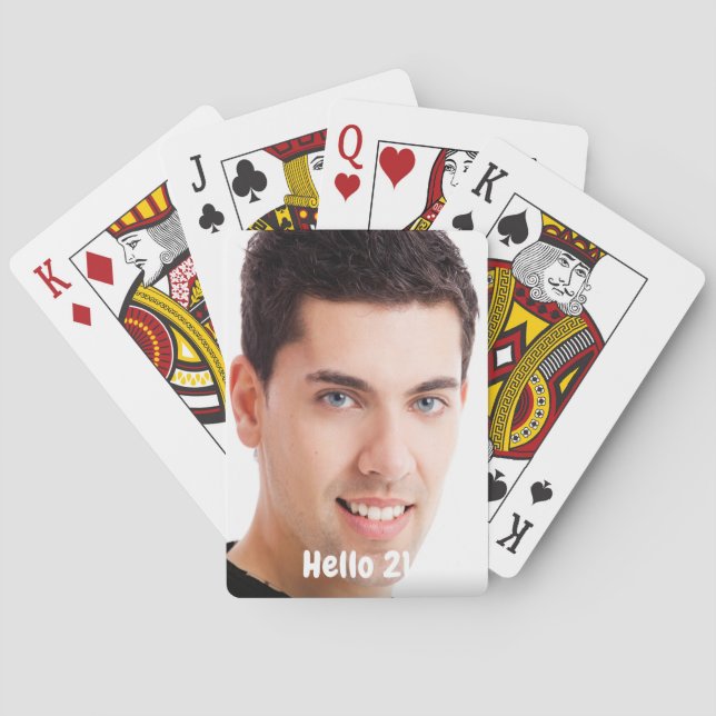 21st birthday guys men hello 21 poker cards (Back)