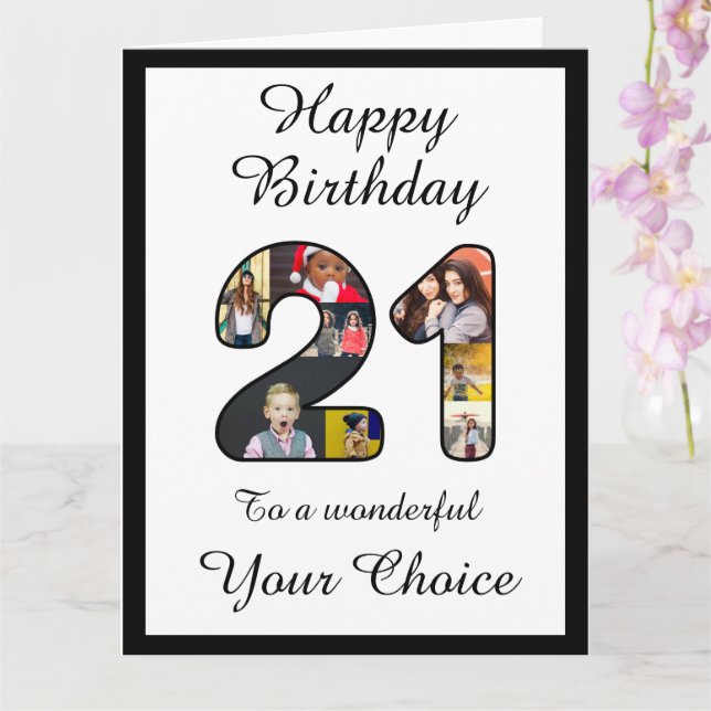 21st Birthday Happy 21 Custom Photo Text Template (Orchid)