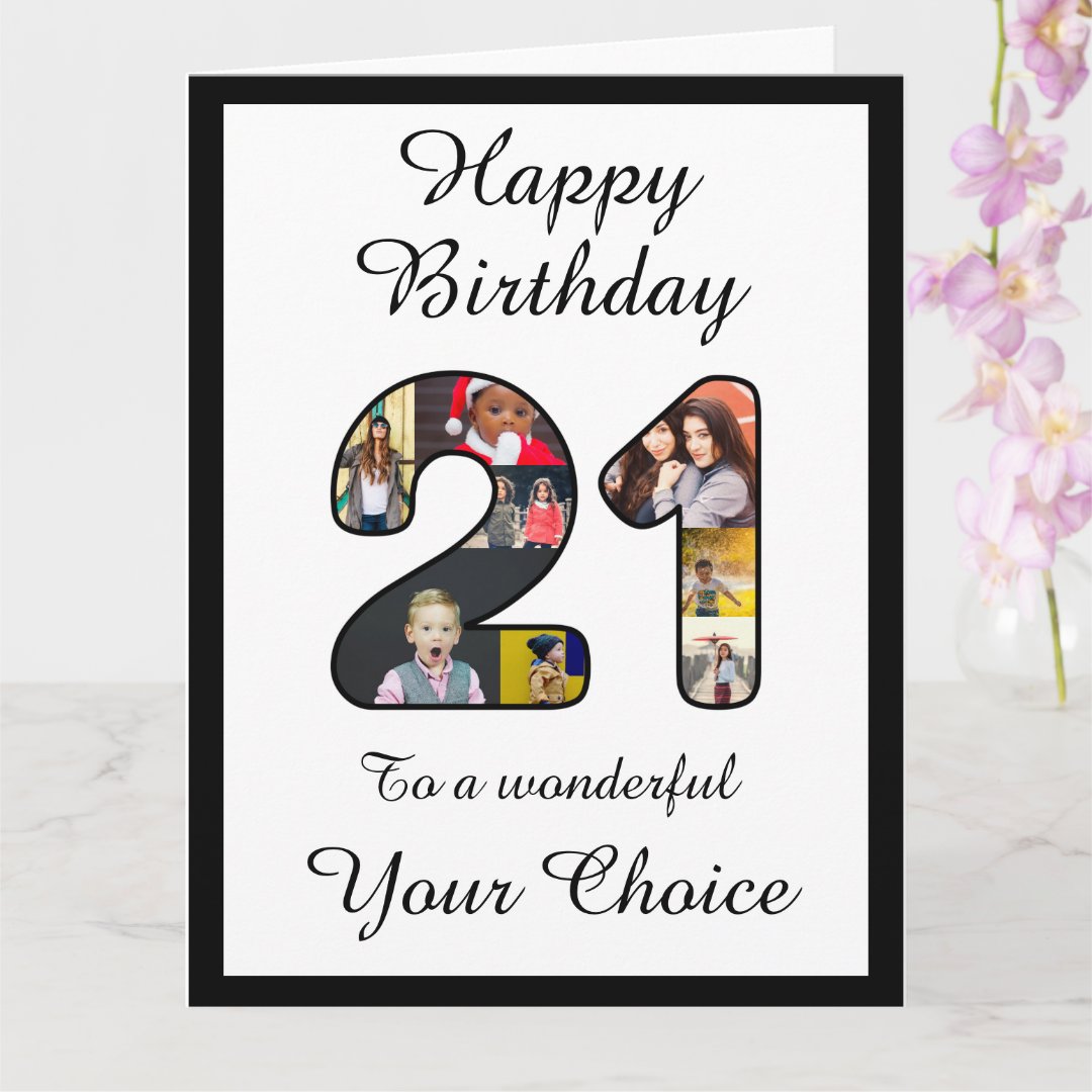 21st Birthday Happy 21 Custom Photo Text Template | Zazzle