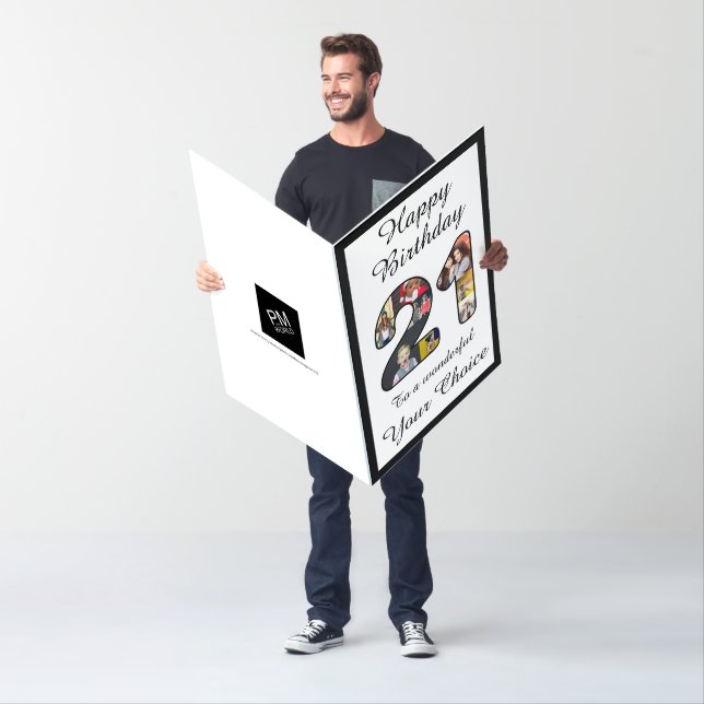21st Birthday Happy 21 Photo Text Template Huge Card (In Situ)