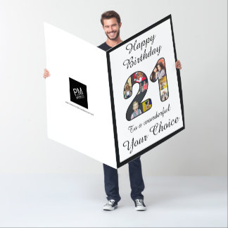 21st Birthday Happy 21 Photo Text Template Jumbo Card