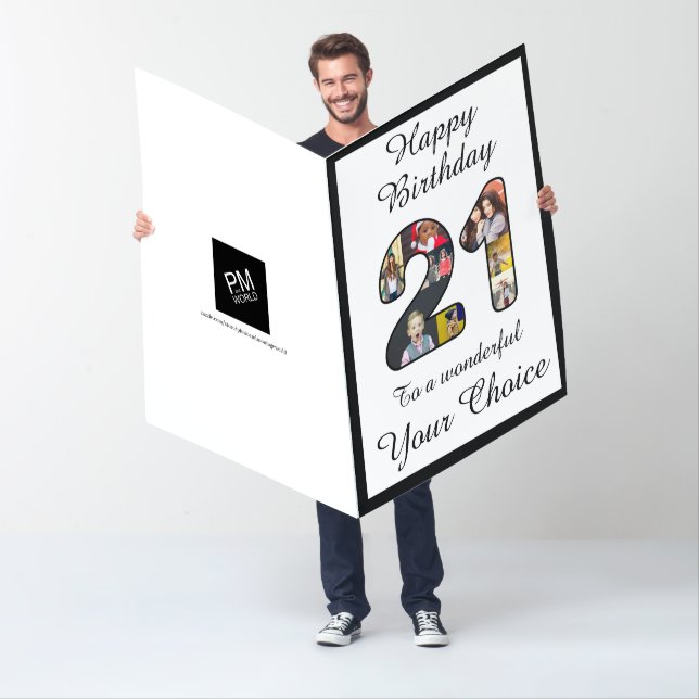 21st Birthday Happy 21 Photo Text Template Jumbo Card (In Situ)