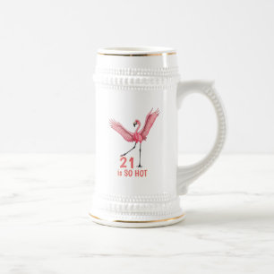 21st Birthday Humor Hot Flamingo Pink Gold Beer Stein
