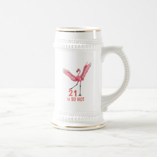 21st Birthday Humor Hot Flamingo Pink Gold Beer Stein