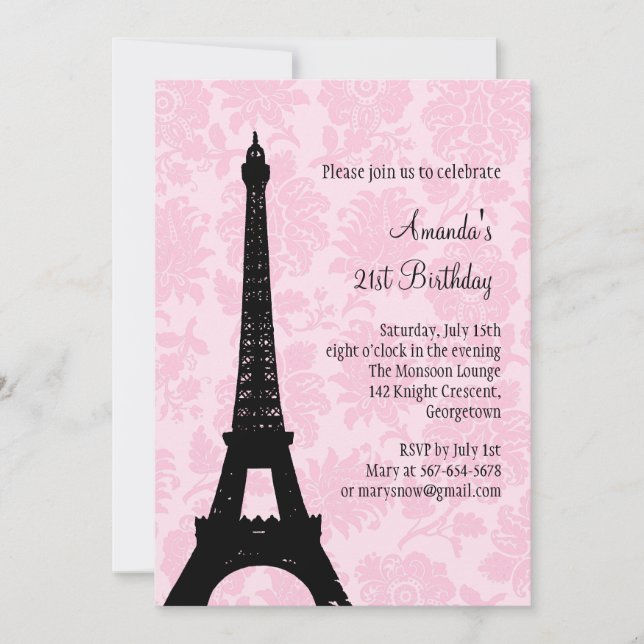 21st Birthday in Paris Invitation (Front)