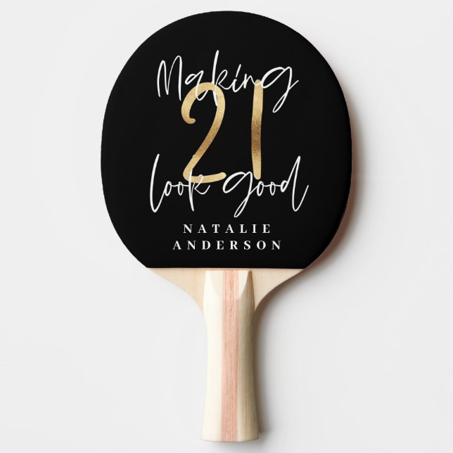 21st birthday initials personalized favor gift ping pong paddle (Front)