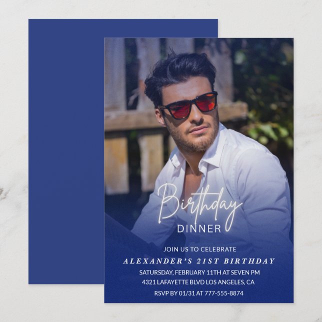 21st birthday invitation Birthday Dinner Photo Men (Front/Back)
