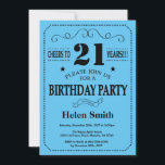 21st Birthday Invitation Black and Blue<br><div class="desc">21st Birthday Invitation Black and Blue Typography. Black and Blue Background. Adult Birthday. Male Men or Women Birthday. Kids Boy or Girl Lady Teen Teenage Bday Invite. 13th 15th 16th 18th 20th 21st 30th 40th 50th 60th 70th 80th 90th 100th. Any Age. For further customization, please click the "Customize it"...</div>