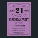 21st Birthday Invitation Black and Purple<br><div class="desc">21st Birthday Invitation Black and Purple Typography. Black and Purple Lilac Lavender Violet Background. Adult Birthday. Male Men or Women Birthday. Kids Boy or Girl Lady Teen Teenage Bday Invite. 13th 15th 16th 18th 20th 21st 30th 40th 50th 60th 70th 80th 90th 100th. Any Age. For further customization, please click...</div>
