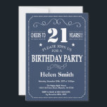 21st Birthday Invitation Blue and White<br><div class="desc">21st Birthday Invitation Blue and White Typography. Blue and White Background. Adult Birthday. Male Men or Women Birthday. Kids Boy or Girl Lady Teen Teenage Bday Invite. 13th 15th 16th 18th 20th 21st 30th 40th 50th 60th 70th 80th 90th 100th. Any Age. For further customization, please click the "Customize it"...</div>