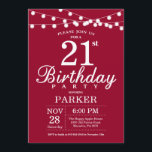 21st Birthday Invitation Burgundy Red<br><div class="desc">21st Birthday Invitation with String Lights. Burgundy Red Background. 13th 15th 16th 18th 20th 21st 30th 40th 50th 60th 70th 80th 90th 100th,  Any age. For further customization,  please click the "Customize it" button and use our design tool to modify this template.</div>