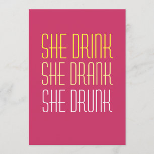 21st Birthday Invitation -Drink Drank Drunk