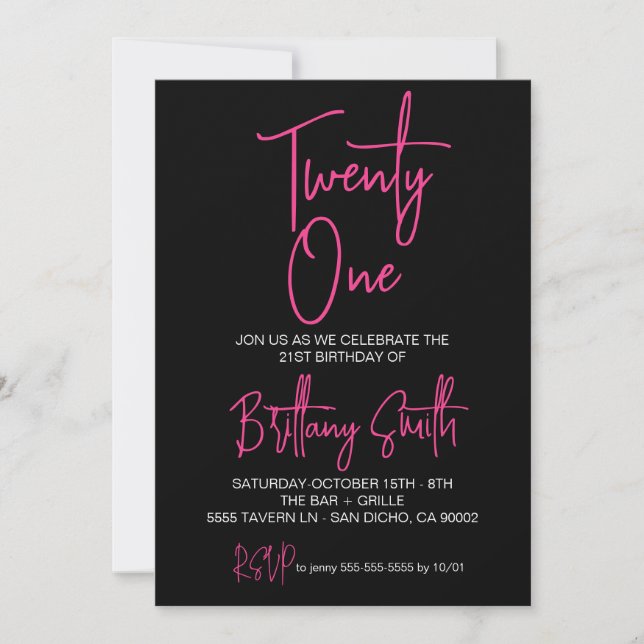 21st Birthday Invitation,for girl Invite,Digital Invitation (Front)