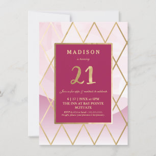 21st Birthday Invitation - Gold, Elegant, Trendy