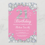 21st Birthday Invitation Pink and Silver Diamond<br><div class="desc">21st Birthday Invitation. Pink and Silver Rhinestone Diamond. Elegant Birthday Bash invite. Adult Birthday. Women Birthday. Men Birthday. For further customization,  please click the "Customize it" button and use our design tool to modify this template.</div>