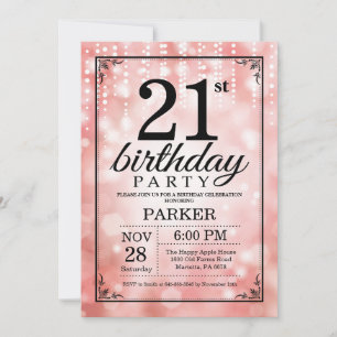 21st Birthday Invitation Pink Glitter
