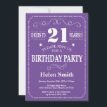21st Birthday Invitation Purple and White<br><div class="desc">21st Birthday Invitation Purple and White Typography. Purple and White Background. Adult Birthday. Male Men or Women Birthday. Kids Boy or Girl Lady Teen Teenage Bday Invite. 13th 15th 16th 18th 20th 21st 30th 40th 50th 60th 70th 80th 90th 100th. Any Age. For further customization, please click the "Customize it"...</div>