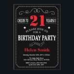 21st Birthday Invitation Red and Black Chalkboard<br><div class="desc">21st Birthday Invitation Red and Black Typography. Chalkboard. Black and White Background. Adult Birthday. Male Men or Women Birthday. Kids Boy or Girl Lady Teen Teenage Bday Invite. 13th 15th 16th 18th 20th 21st 30th 40th 50th 60th 70th 80th 90th 100th. Any Age. For further customization, please click the "Customize...</div>