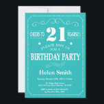 21st Birthday Invitation Teal and White<br><div class="desc">21st Birthday Invitation Teal and White Typography. Teal and White Background. Adult Birthday. Male Men or Women Birthday. Kids Boy or Girl Lady Teen Teenage Bday Invite. 13th 15th 16th 18th 20th 21st 30th 40th 50th 60th 70th 80th 90th 100th. Any Age. For further customization, please click the "Customize it"...</div>